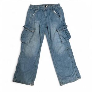h&m blue denim cargo pants